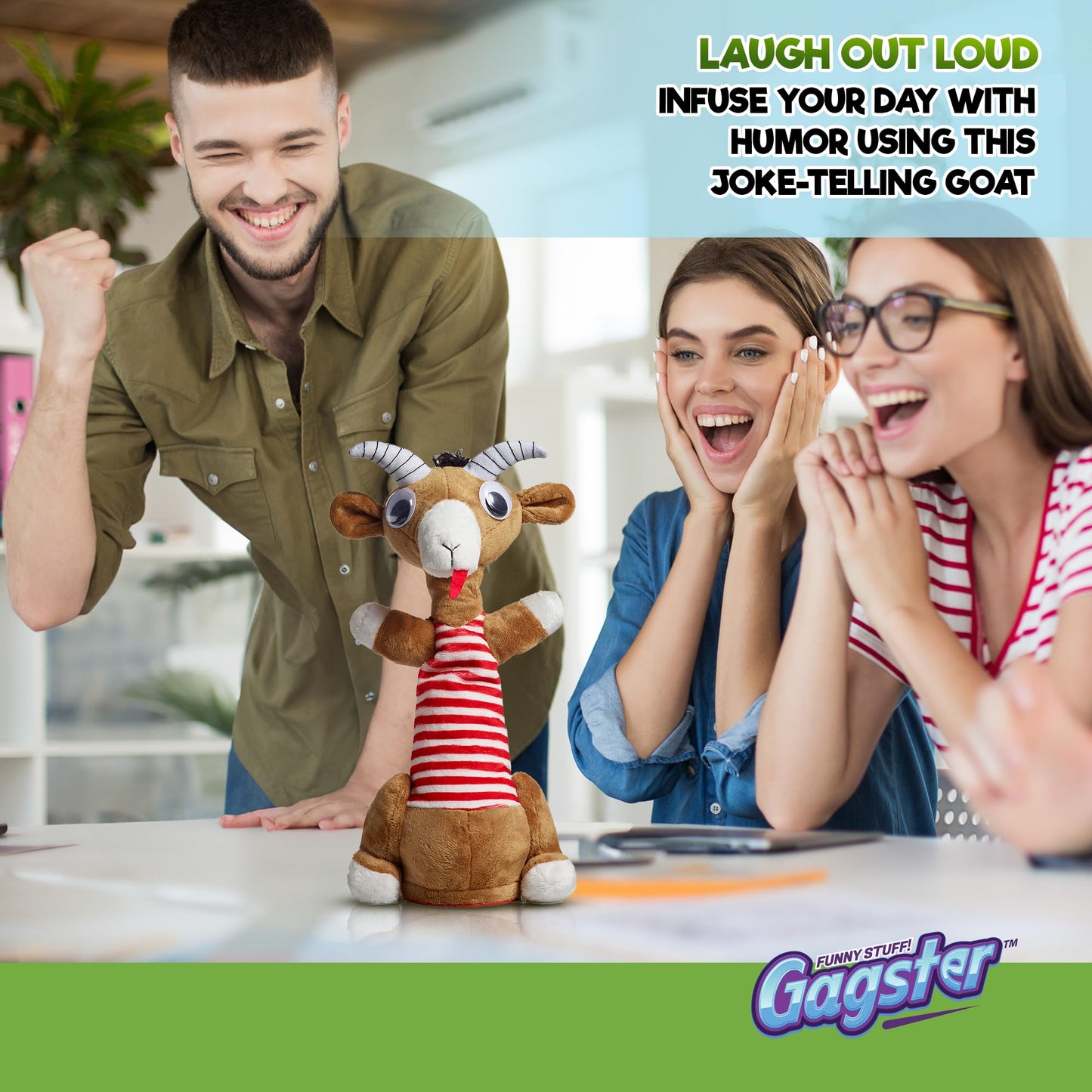 Gagster Screaming Goat Dancing Toy – Repeats Your Words, Sings & Talks | Funny Desk Gag Gift