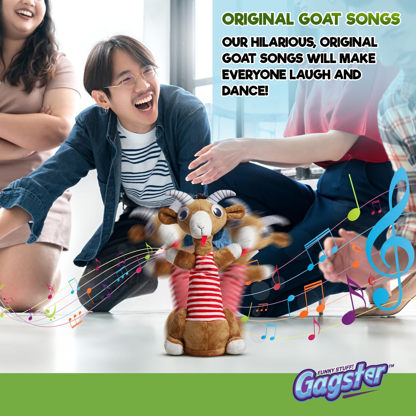 Gagster Screaming Goat Dancing Toy – Repeats Your Words, Sings & Talks | Funny Desk Gag Gift