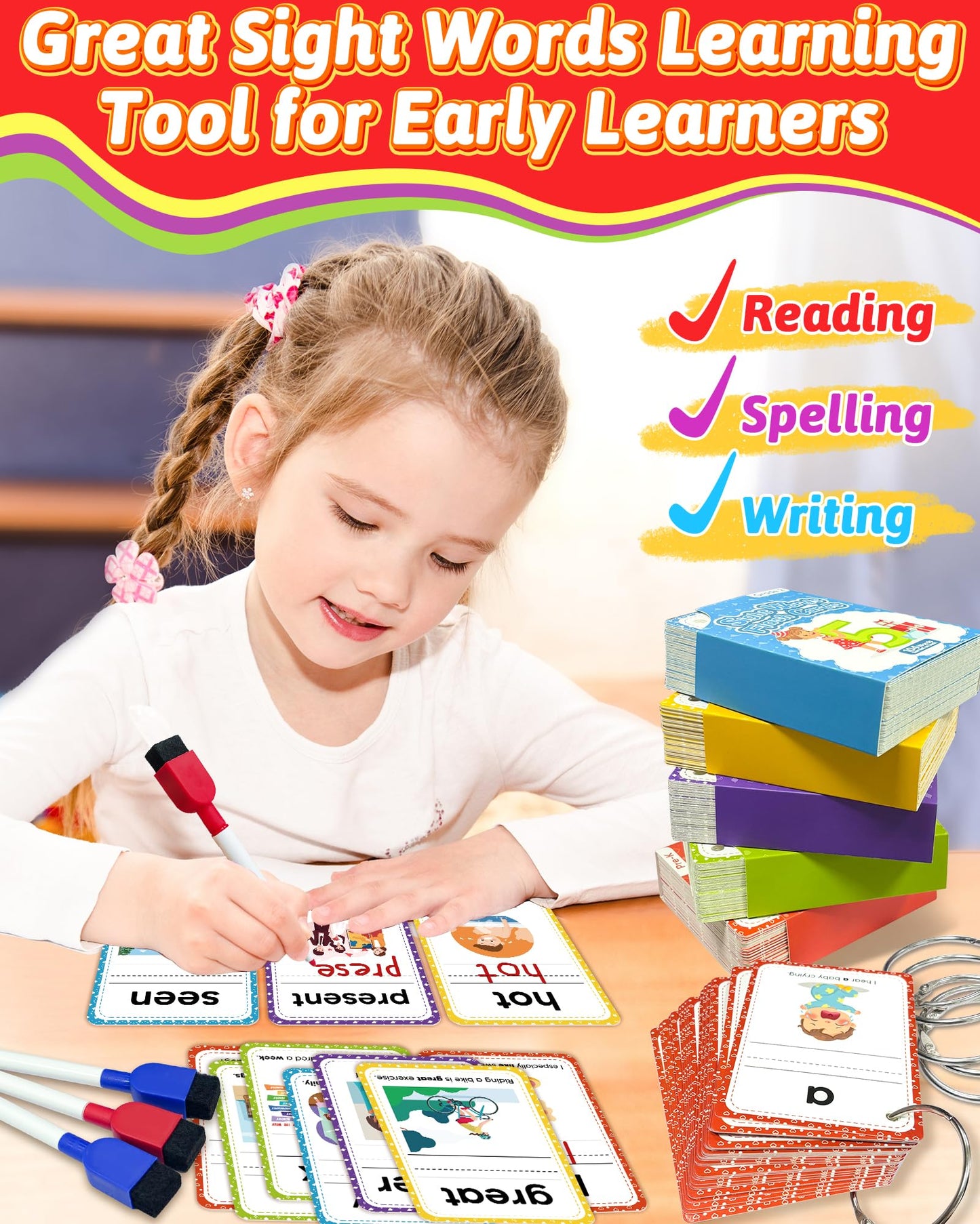 Gagule 520 Sight Words Flash Cards — Dolch & Fry Word Learning for Preschool to 3rd Grade