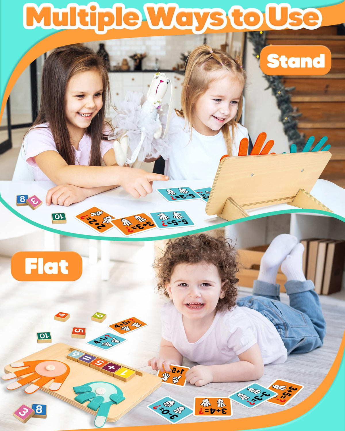 Gagule Montessori Math Toys for 3-5 Year Olds | Finger Counting Board & Number Blocks
