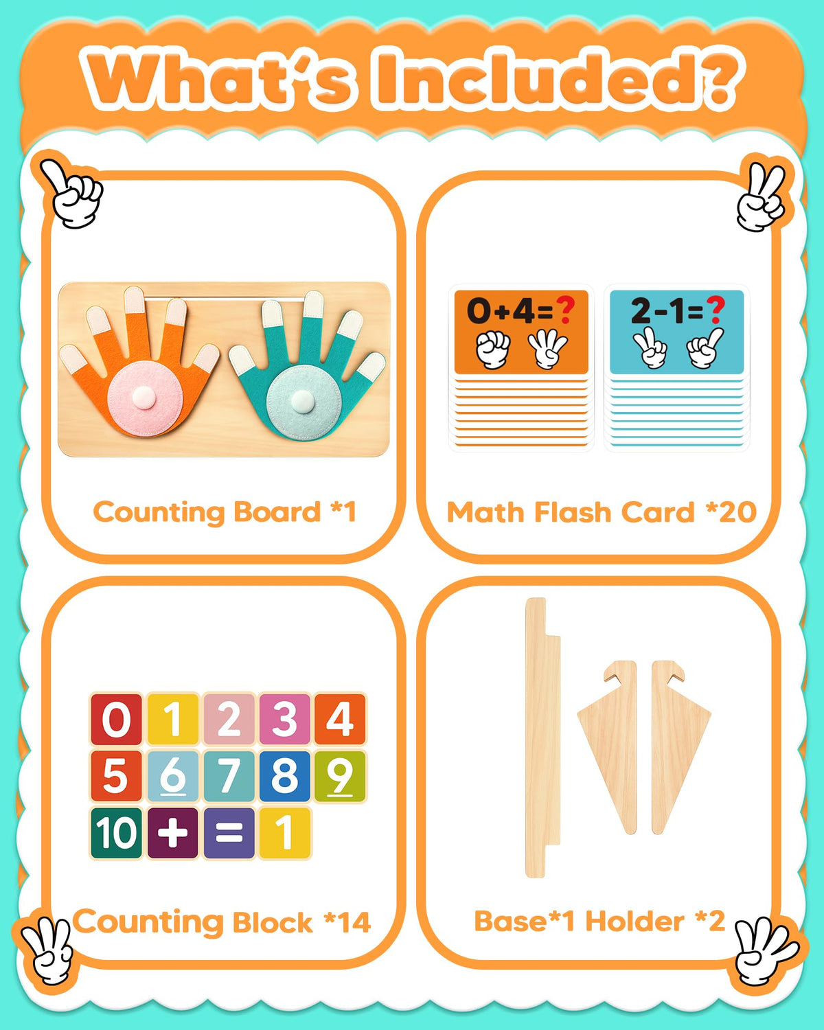 Gagule Montessori Math Toys for 3-5 Year Olds | Finger Counting Board & Number Blocks