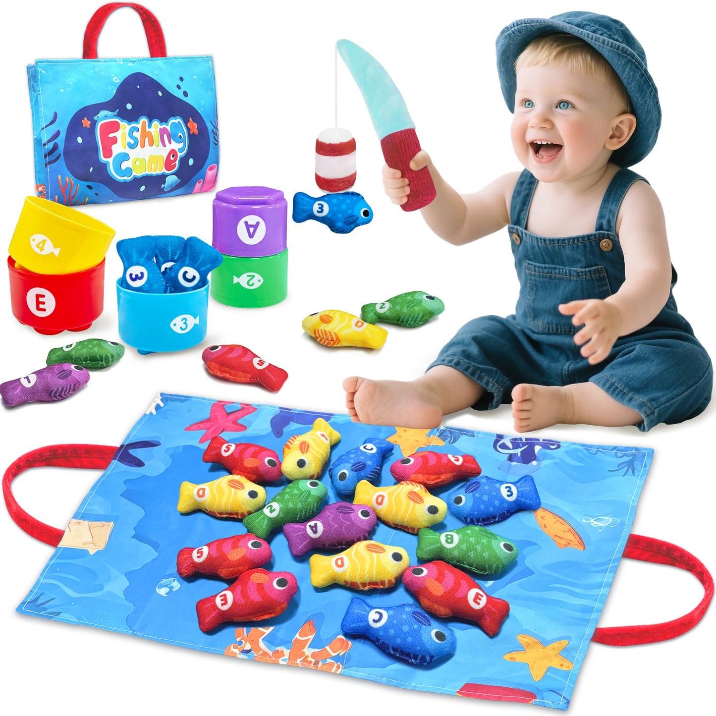 Gagule Montessori Fishing Toy Set for Toddlers 12-18 Months – 22-Piece Sensory Learning Kit