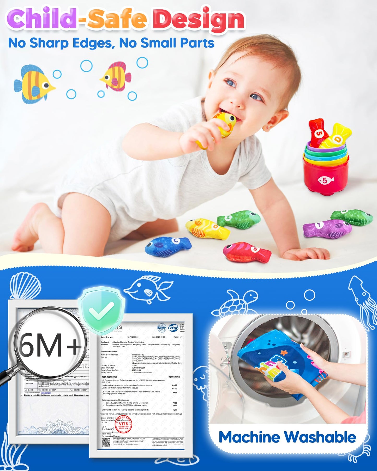 Gagule Montessori Fishing Toy Set for Toddlers 12-18 Months – 22-Piece Sensory Learning Kit