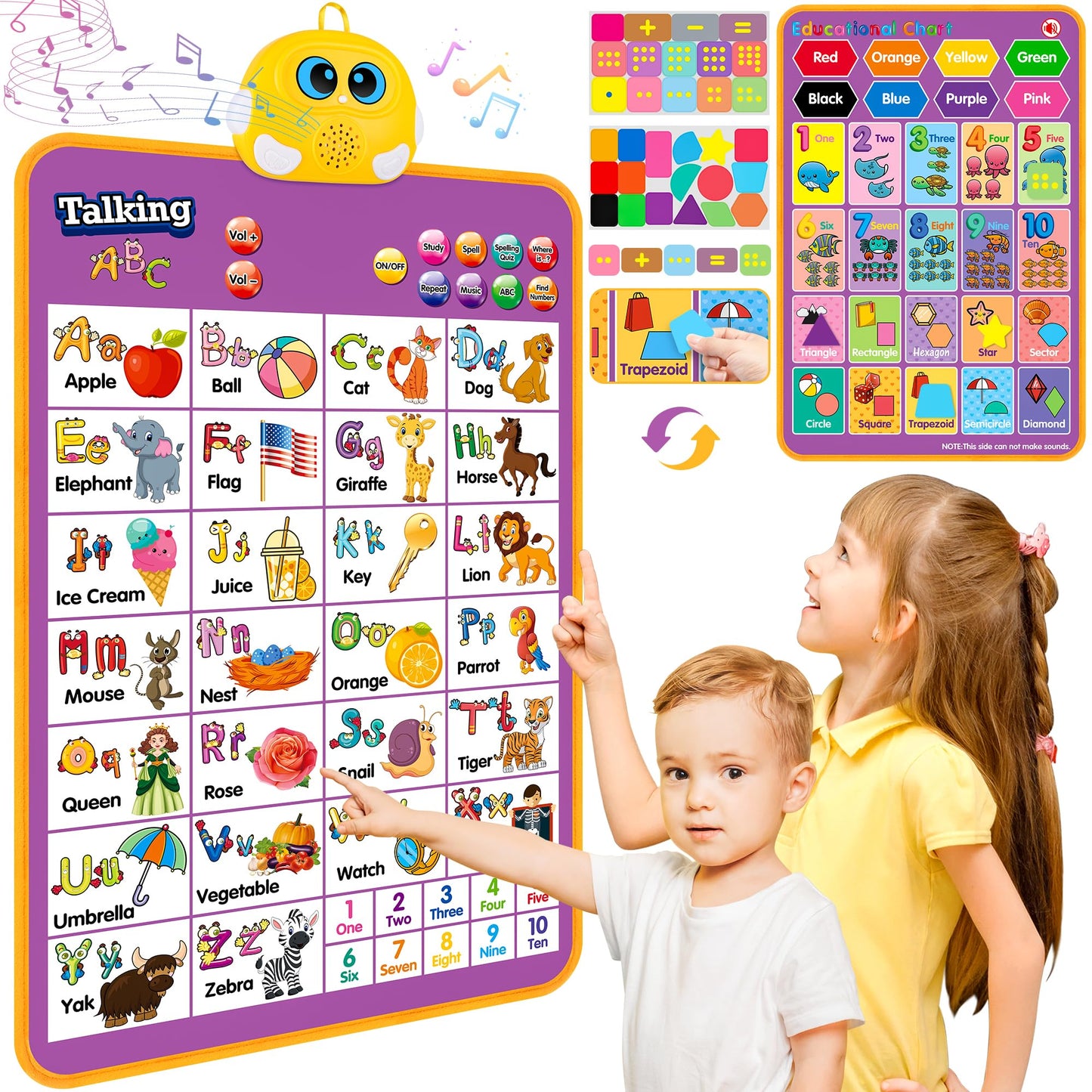 GaHoo Alphabet Wall Chart (Purple) – Talking ABC & Music Poster for Toddlers | Interactive Learning Toy