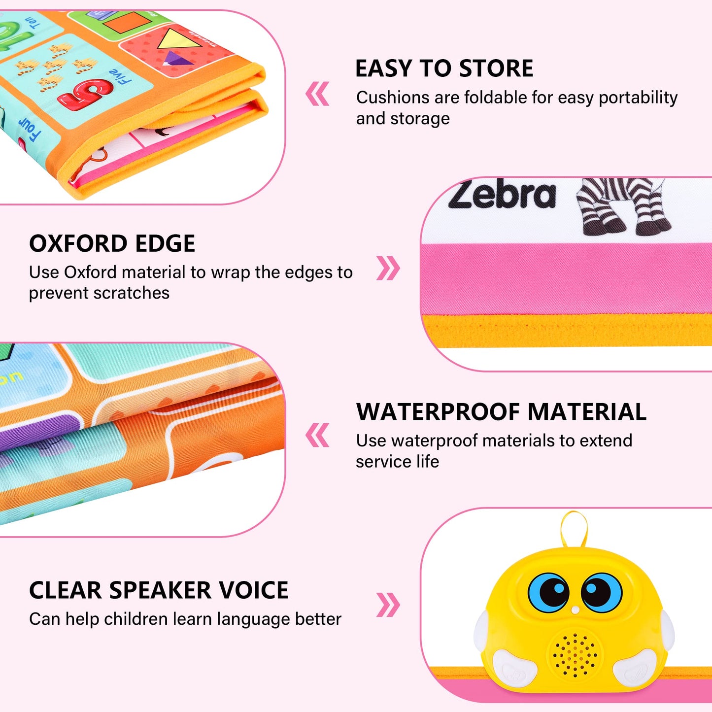 GaHoo Interactive Alphabet Wall Chart - Talking ABCs & 123s Poster for Toddlers (Pink)