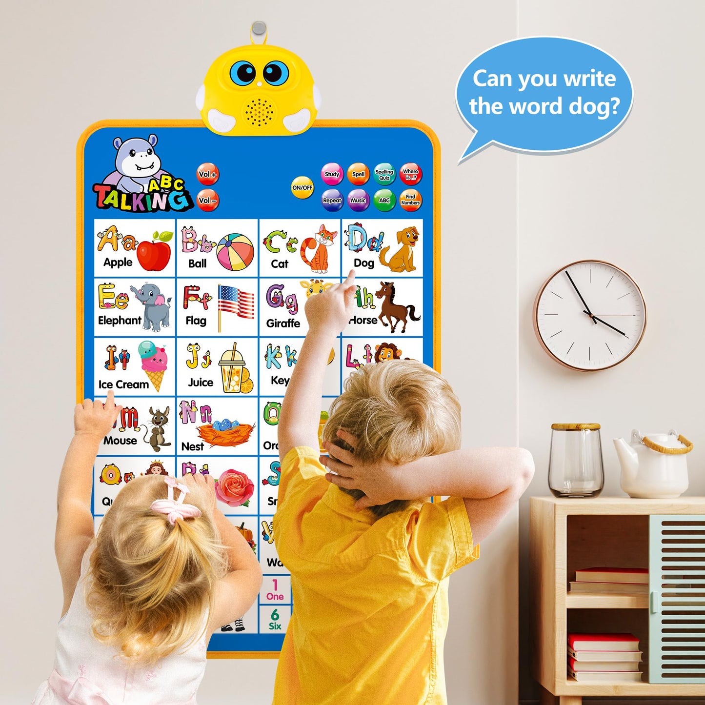 GaHoo Electronic Alphabet Wall Chart – Talking ABC & 123s Poster for Toddlers