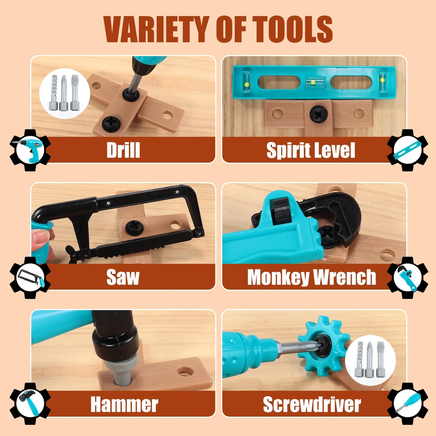 GAIETYDIY Kids Tool Set – Pretend Play Kit with Toolbox & Tools