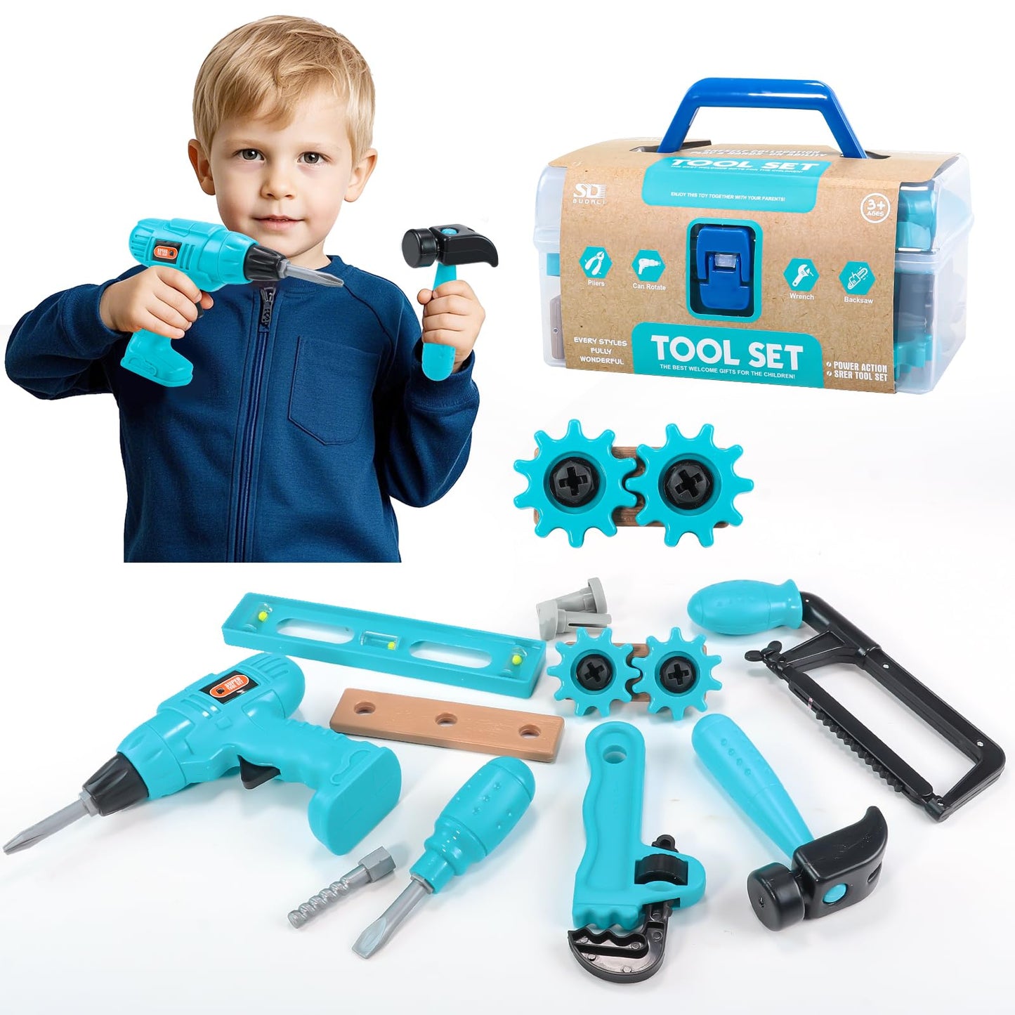 GAIETYDIY Kids Tool Set – Pretend Play Kit with Toolbox & Tools