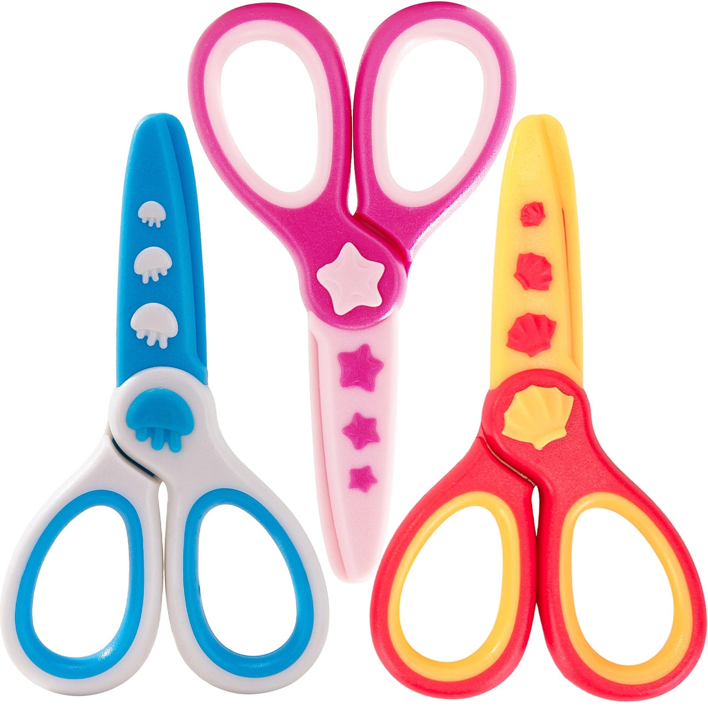 GAIFONGRE 3-Piece Toddler Plastic Safety Scissors – Blunt Tip 4.5-Inch Preschool Training Scissors for Kids