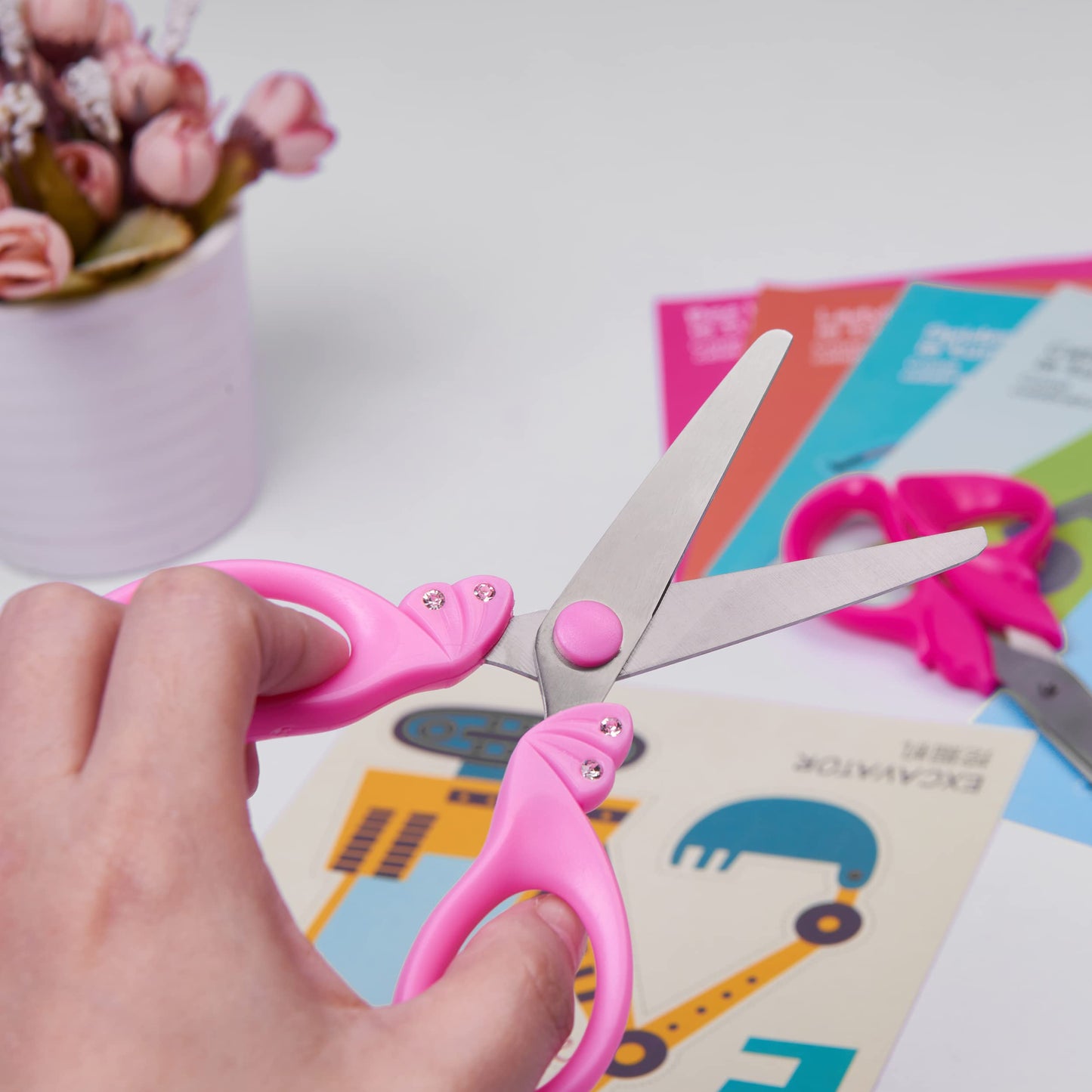 GAIFONGRE Pink Safety Blunt Tip Scissors for Girls, Ages 5-10