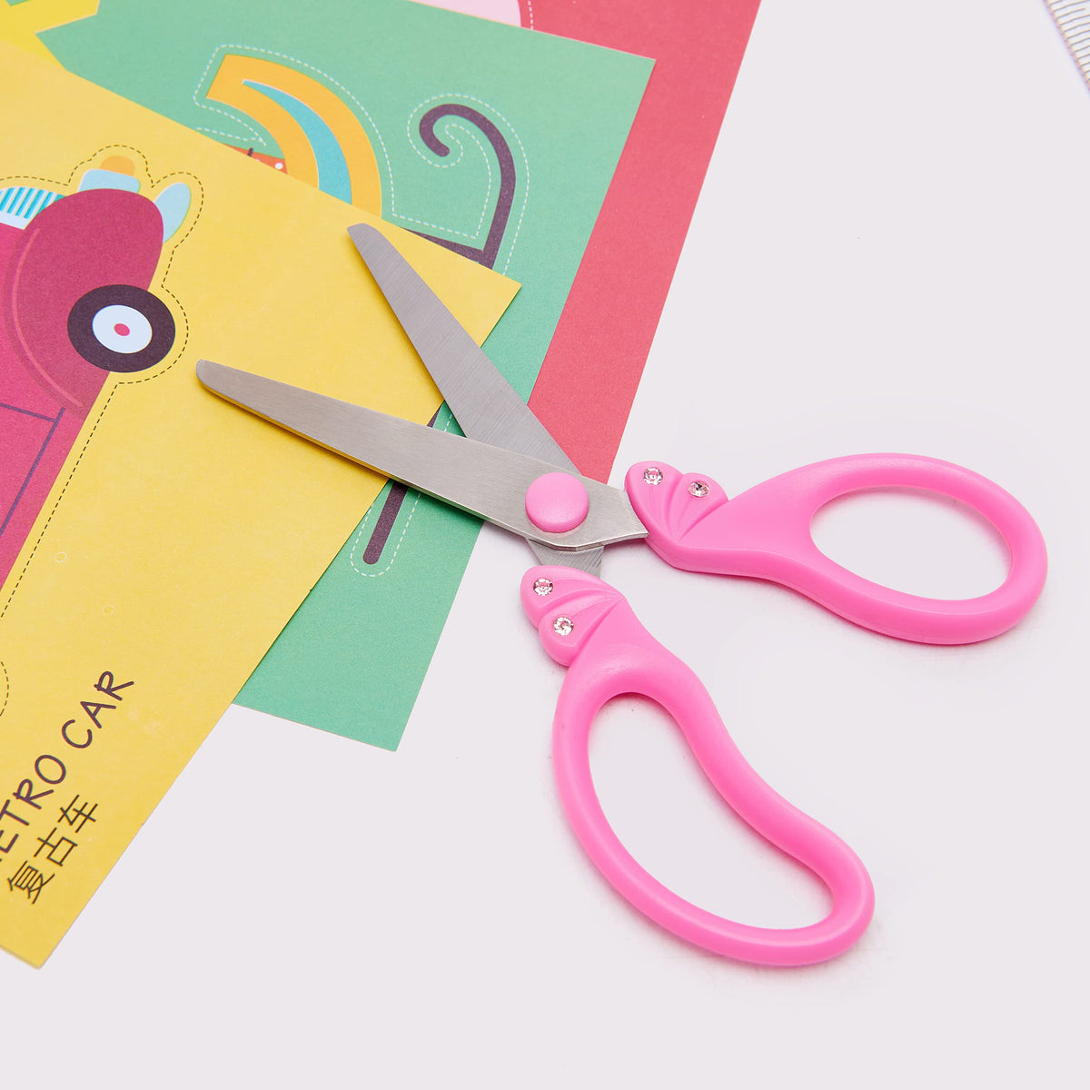 GAIFONGRE Pink Safety Blunt Tip Scissors for Girls, Ages 5-10