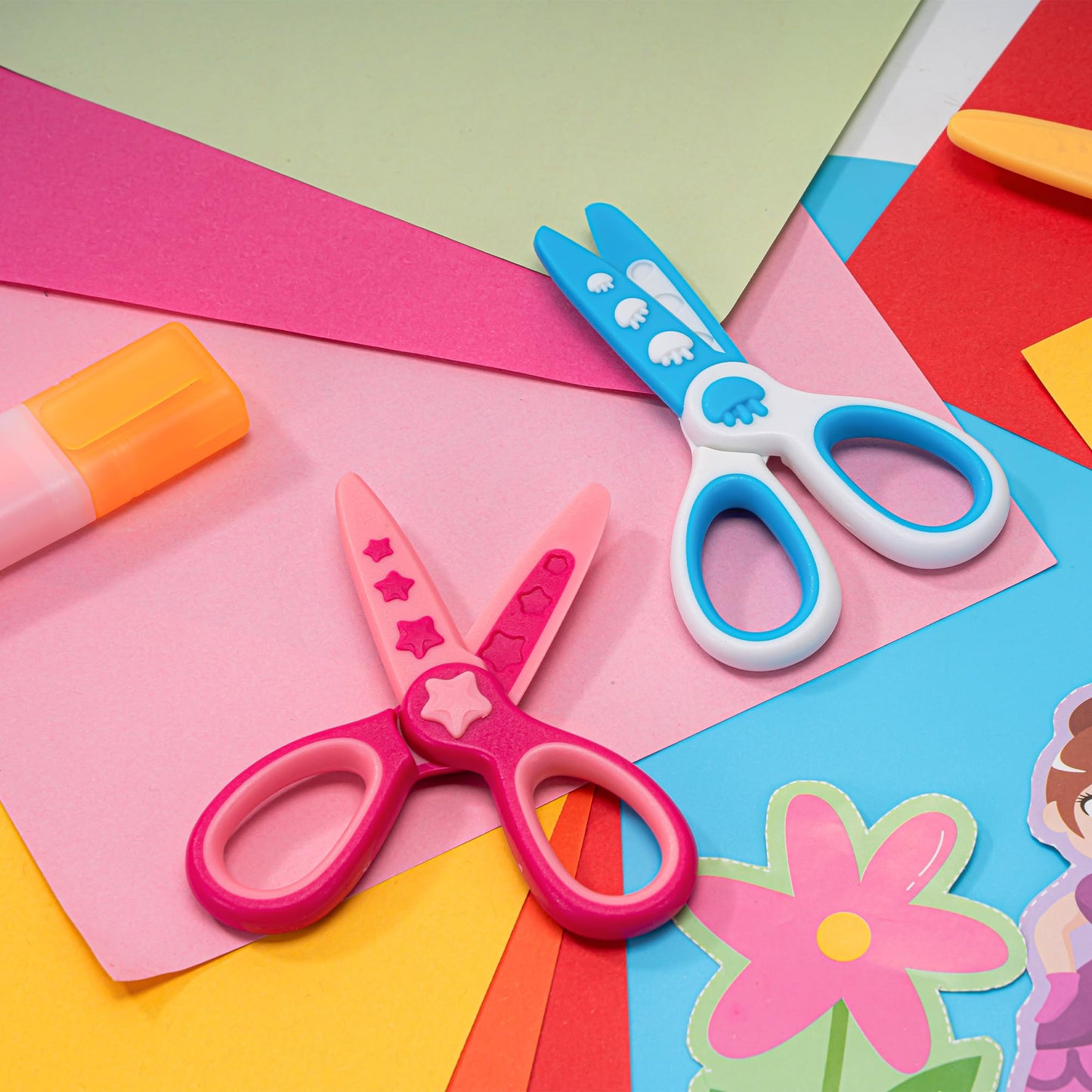 GAIFONGRE 3-Piece Toddler Plastic Safety Scissors – Blunt Tip 4.5-Inch Preschool Training Scissors for Kids