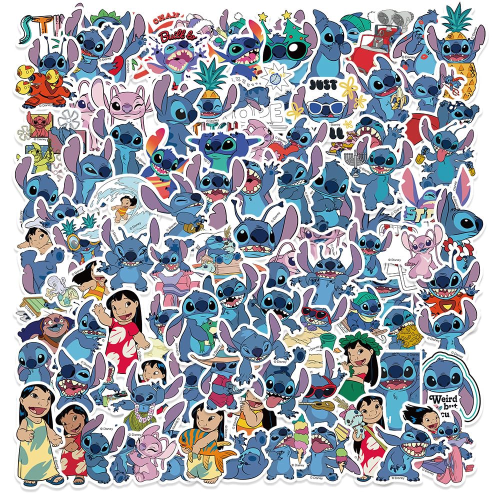 GAIGISFUR Stitch Stickers Pack – 100 Waterproof Vinyl Designs for Laptops, Phones, and Water Bottles