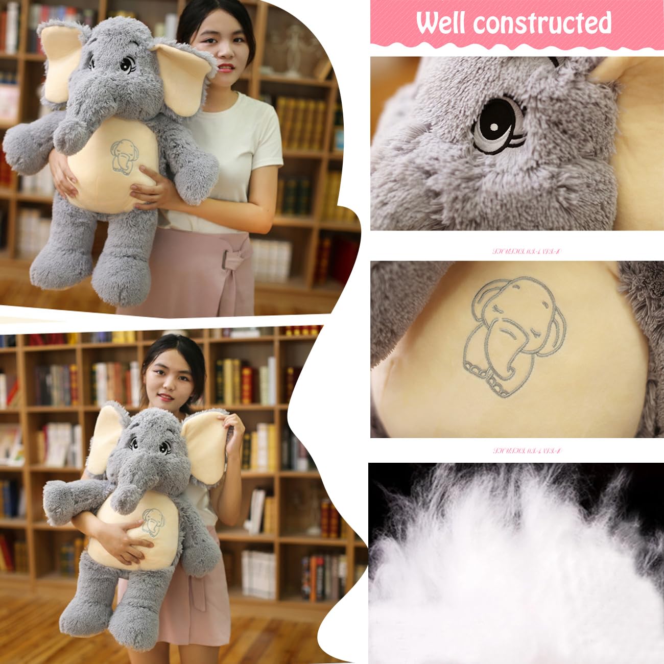 GailiMaiYa Large Soft Elephant Plush 27-inch – Giant Cuddly Stuffed Elephant Gift