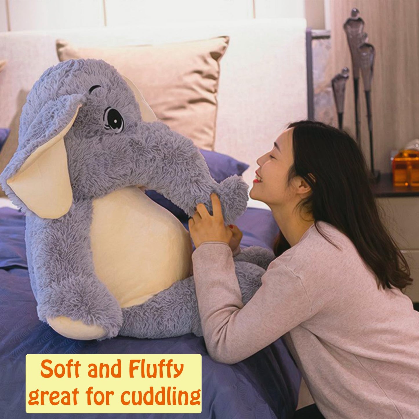 GailiMaiYa Large Soft Elephant Plush 27-inch – Giant Cuddly Stuffed Elephant Gift