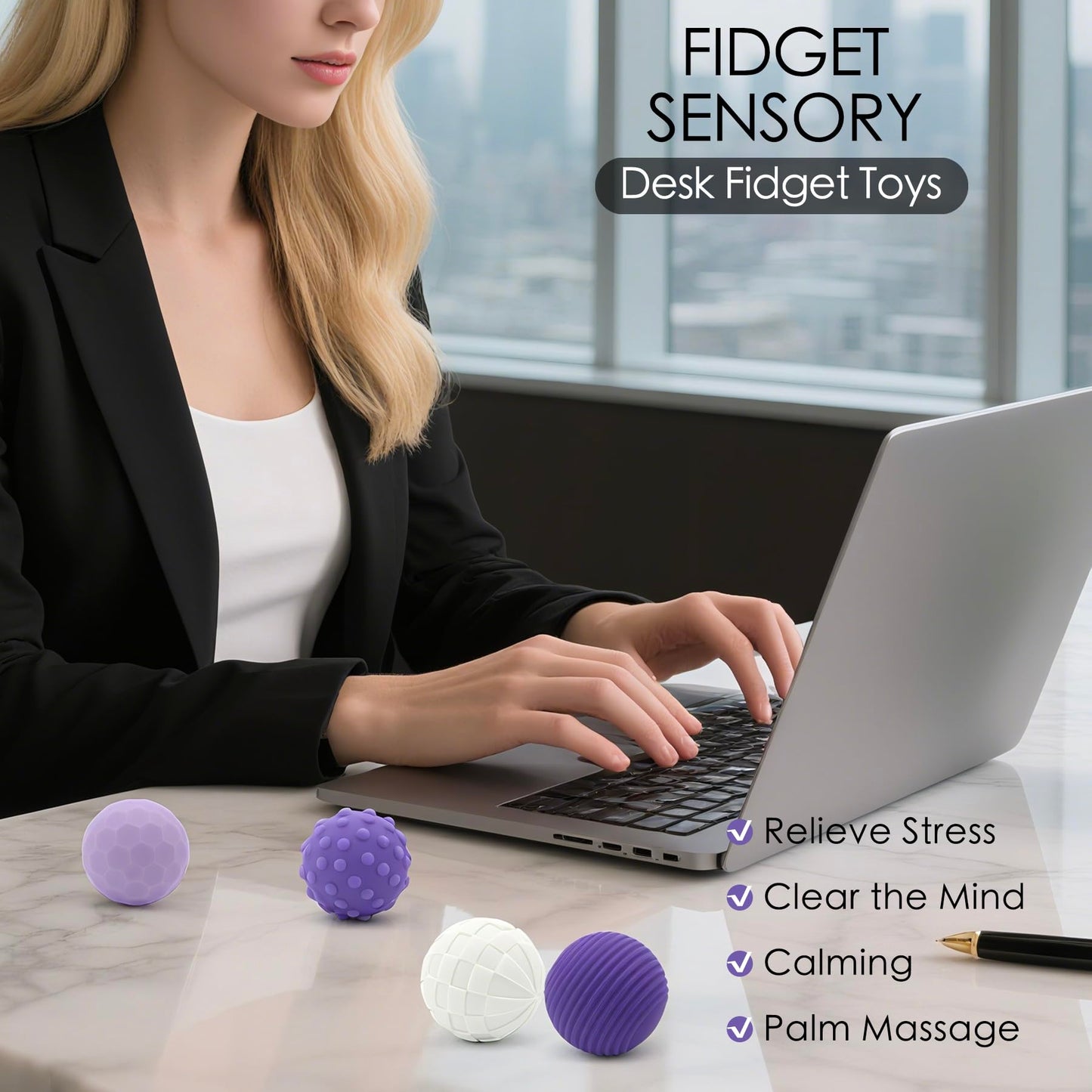 Gairssda Magnetic Sensory Fidget Balls – 4 Pack, Silent, Multicolor, Weighted Desk Toys