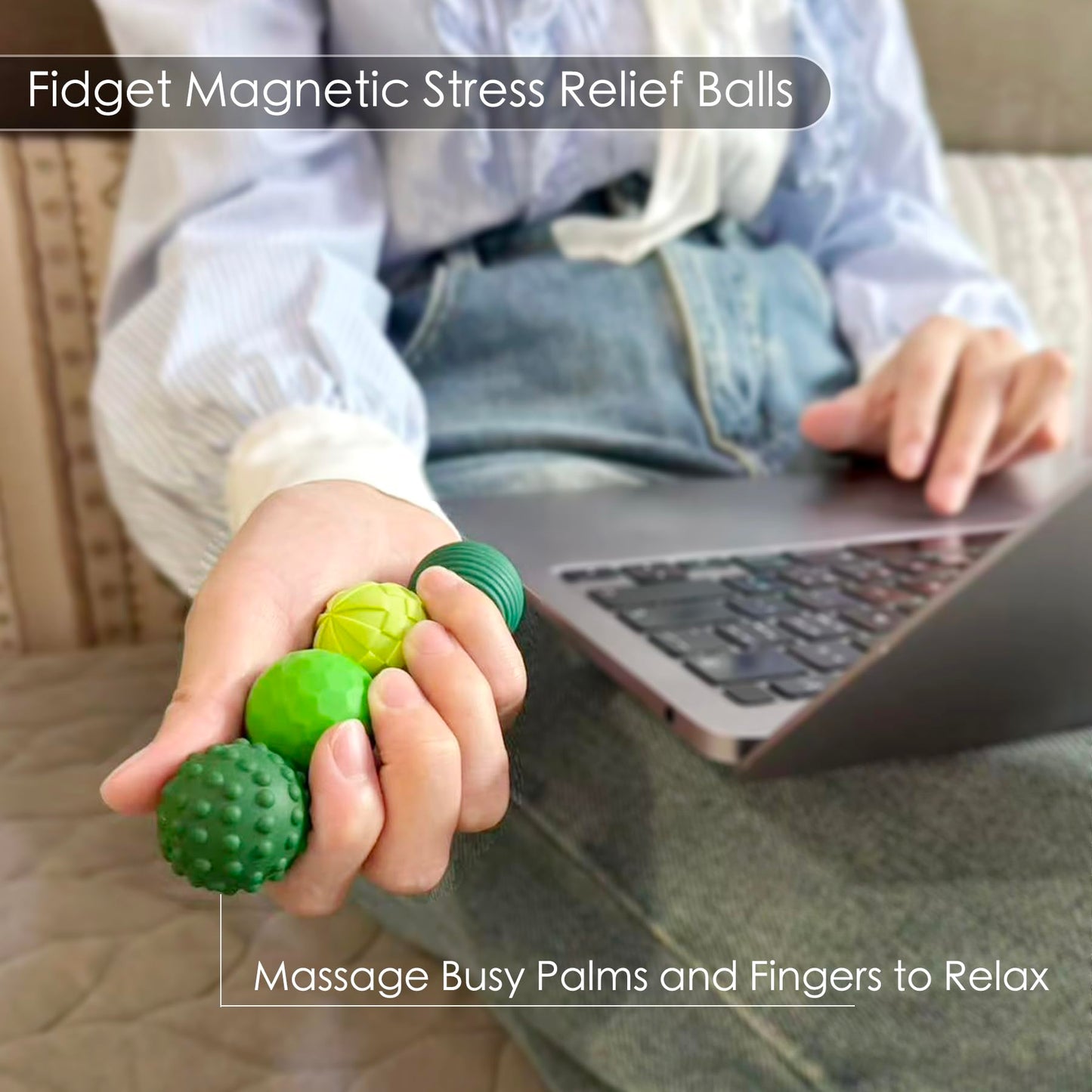 Gairssda Stylish Magnetic Sensory Fidget Balls – 4 Pack, Silent Stress Relief Desk Toy