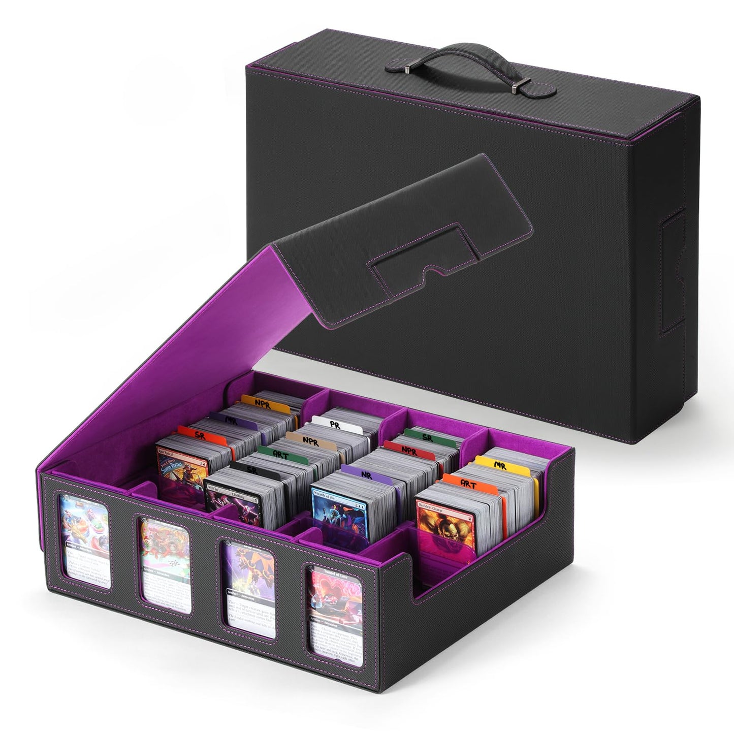 GAISTEN 4-Row Card Storage Box – 3200 Capacity, Commander Display, Purple