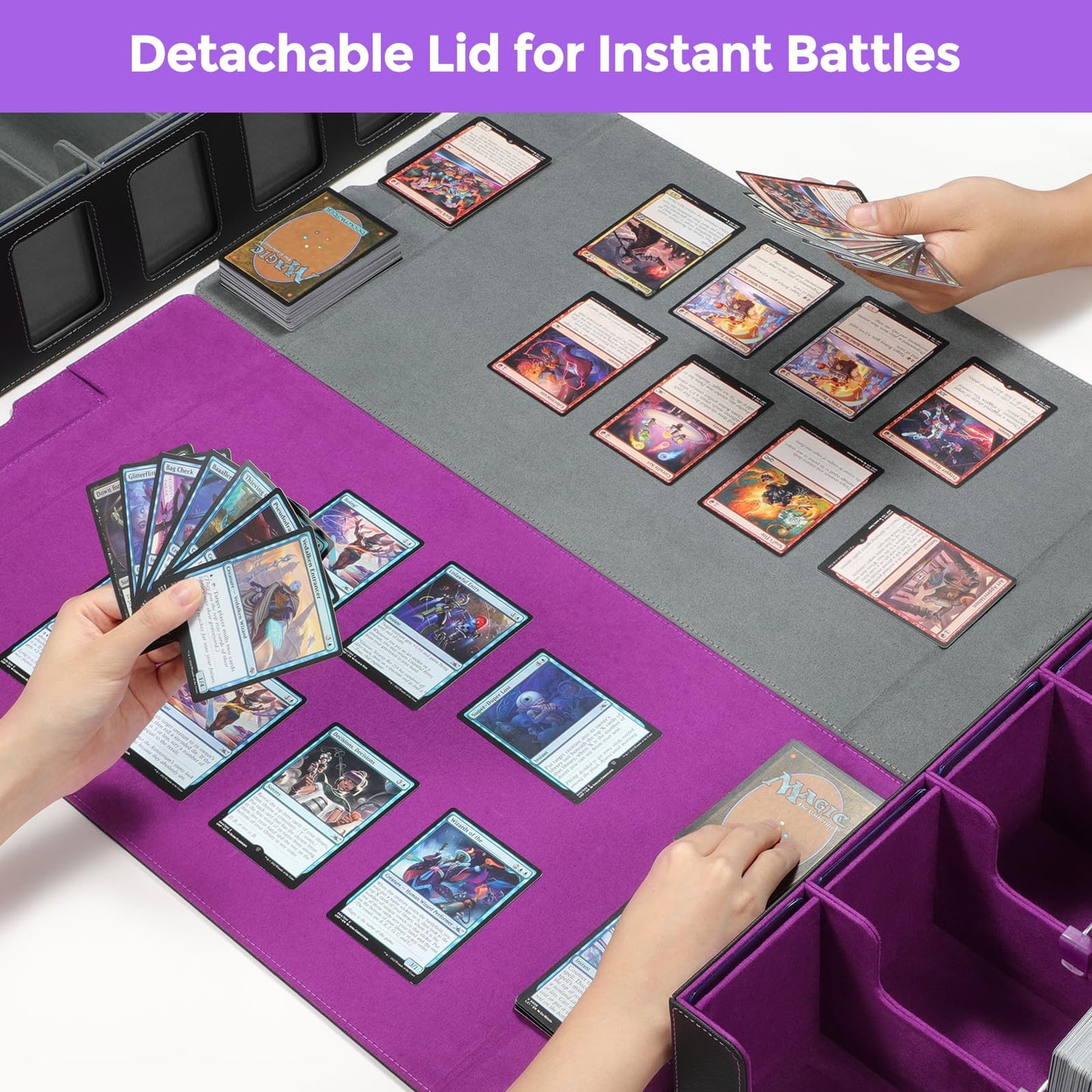 GAISTEN 4-Row Card Storage Box – 3200 Capacity, Commander Display, Purple