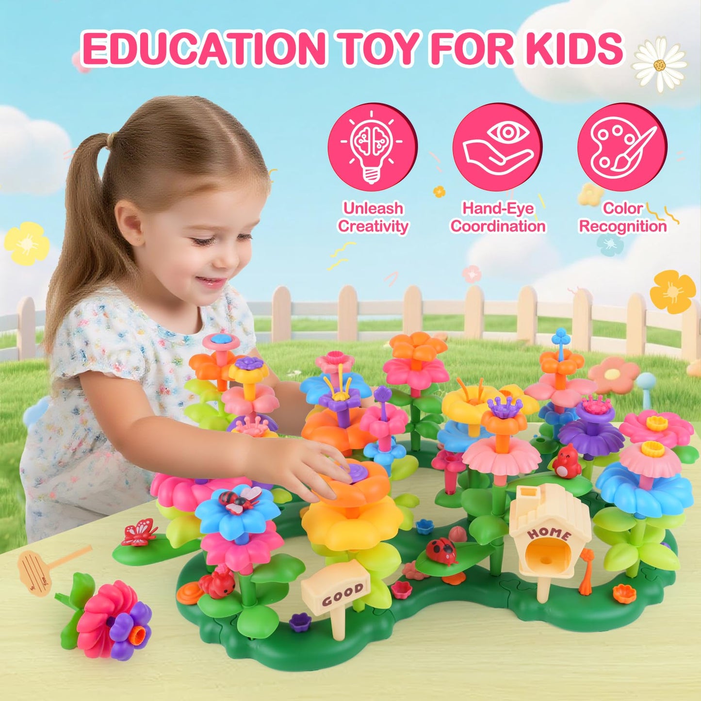 Gaitel Flower Garden Building Toys – 120+ Pieces for Ages 3-7