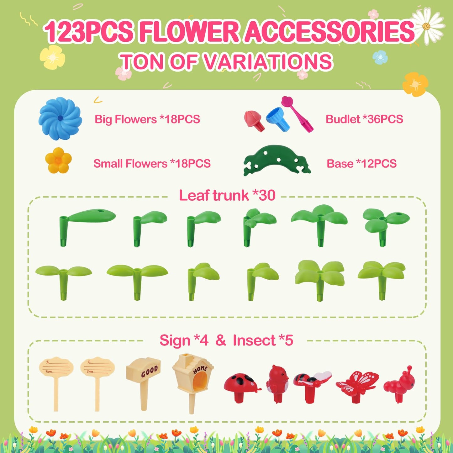 Gaitel Flower Garden Building Toys – 120+ Pieces for Ages 3-7