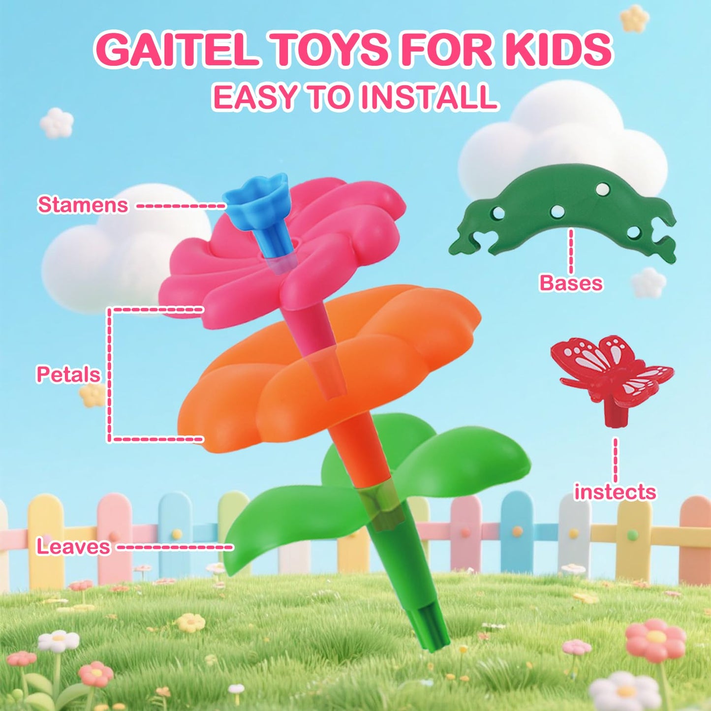 Gaitel Flower Garden Building Toys – 120+ Pieces for Ages 3-7