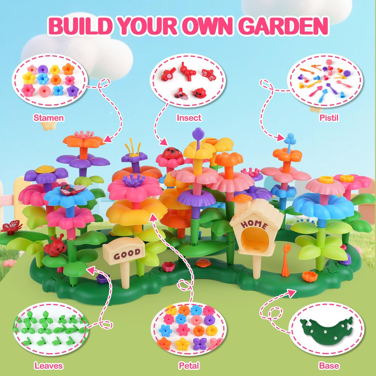 Gaitel Flower Garden Building Toys – 120+ Pieces for Ages 3-7