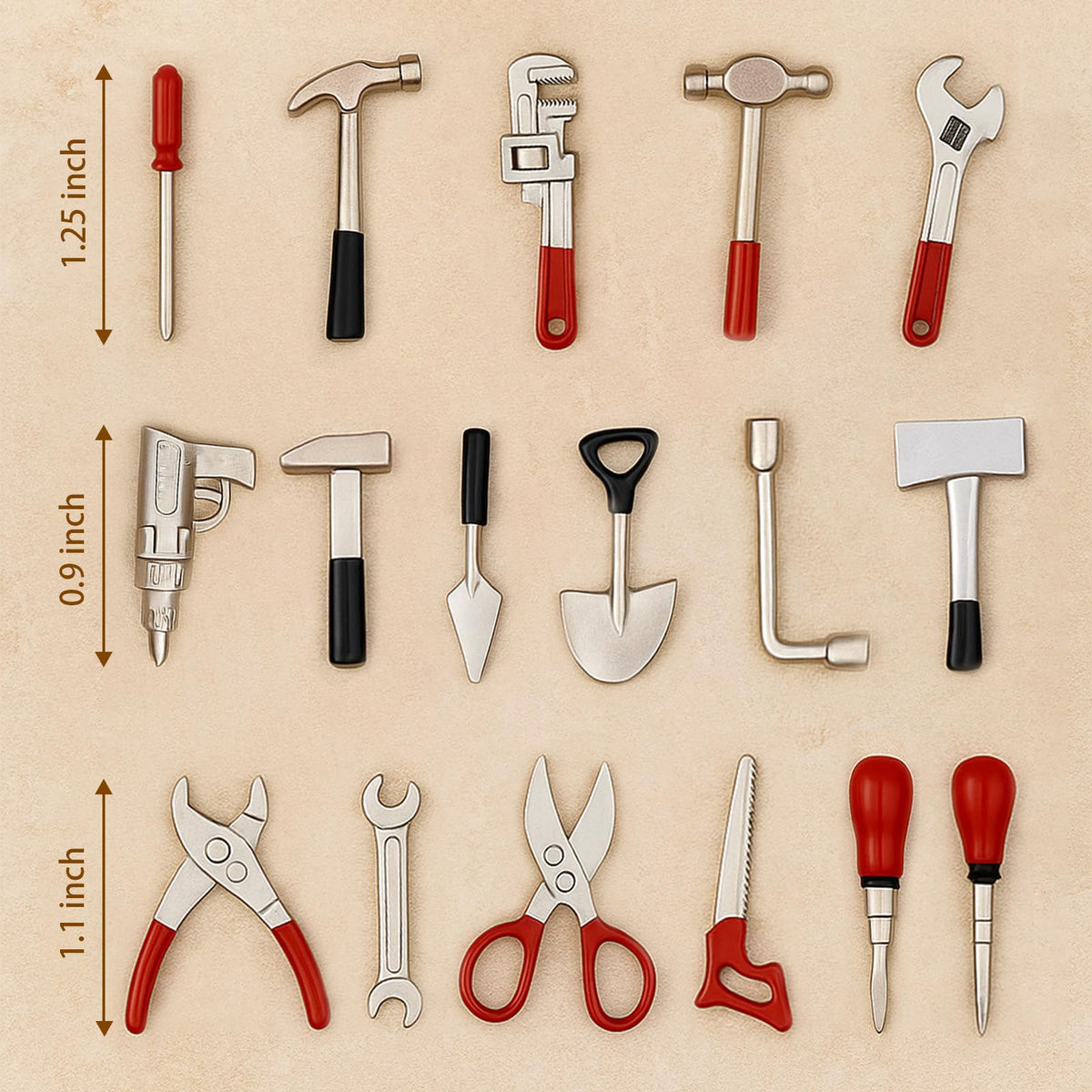 GALAOMA 17-Piece 1:12 Miniature Dollhouse Tools Set – Metal Home Repair Toy & Decor