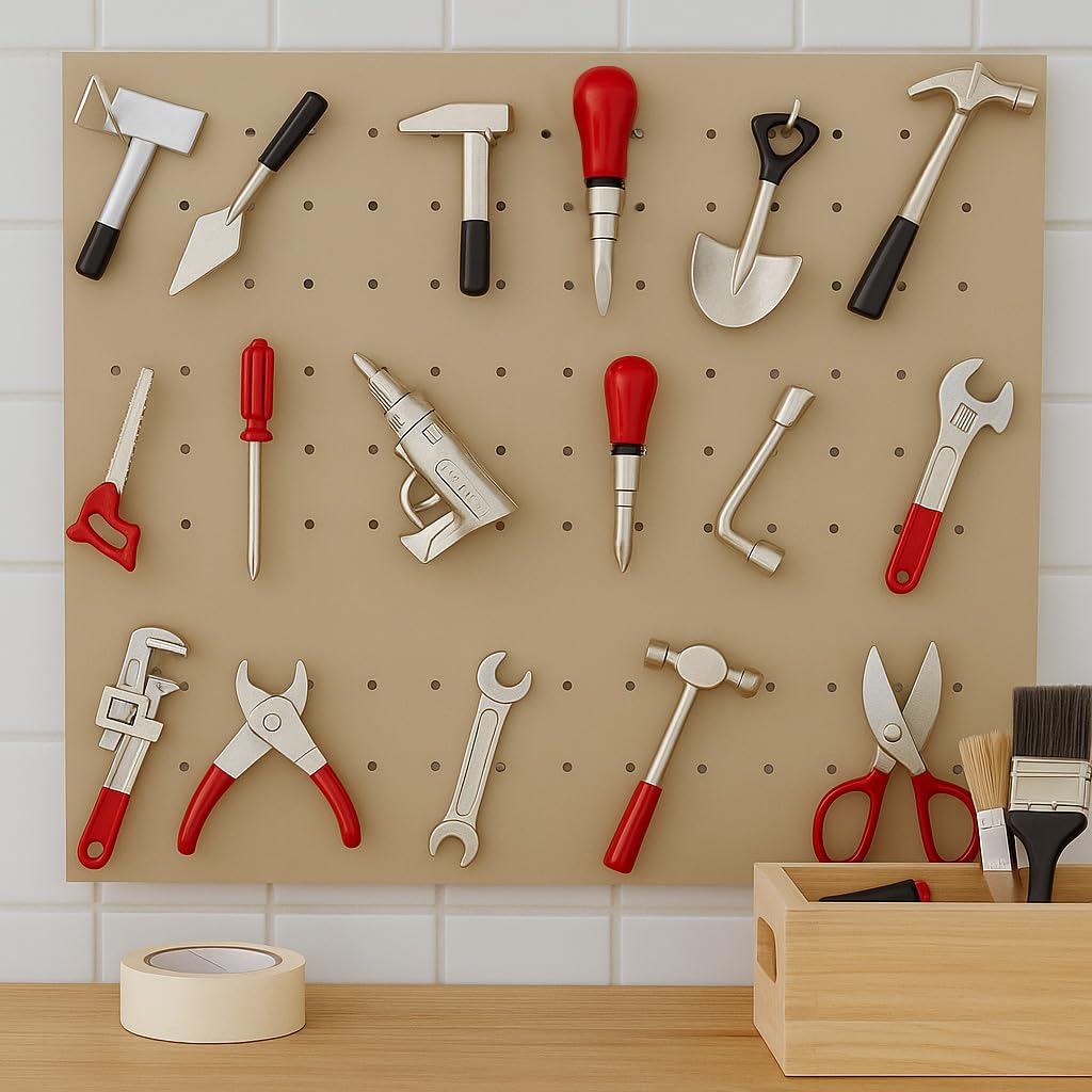 GALAOMA 17-Piece 1:12 Miniature Dollhouse Tools Set – Metal Home Repair Toy & Decor