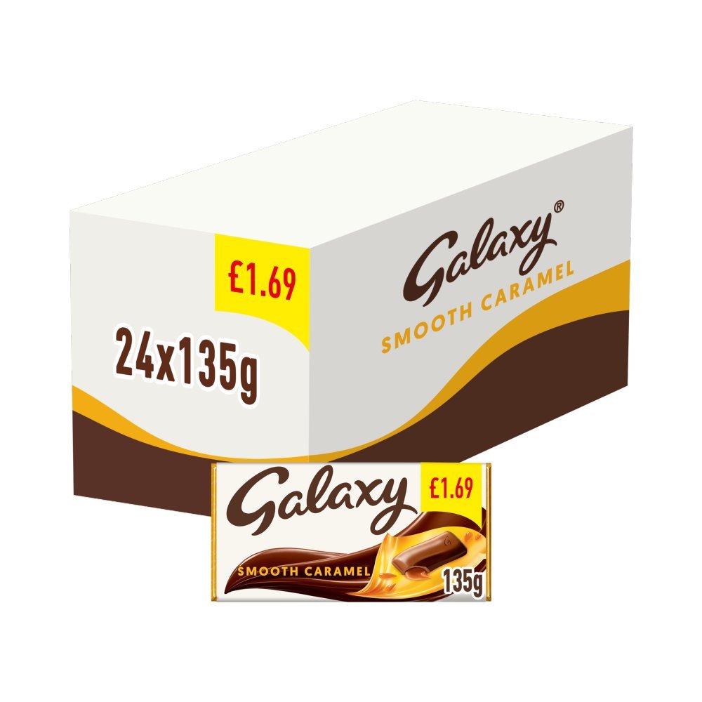 Galaxy Smooth Caramel & Milk Chocolate Block Bar PMP 135g (Box of 24)