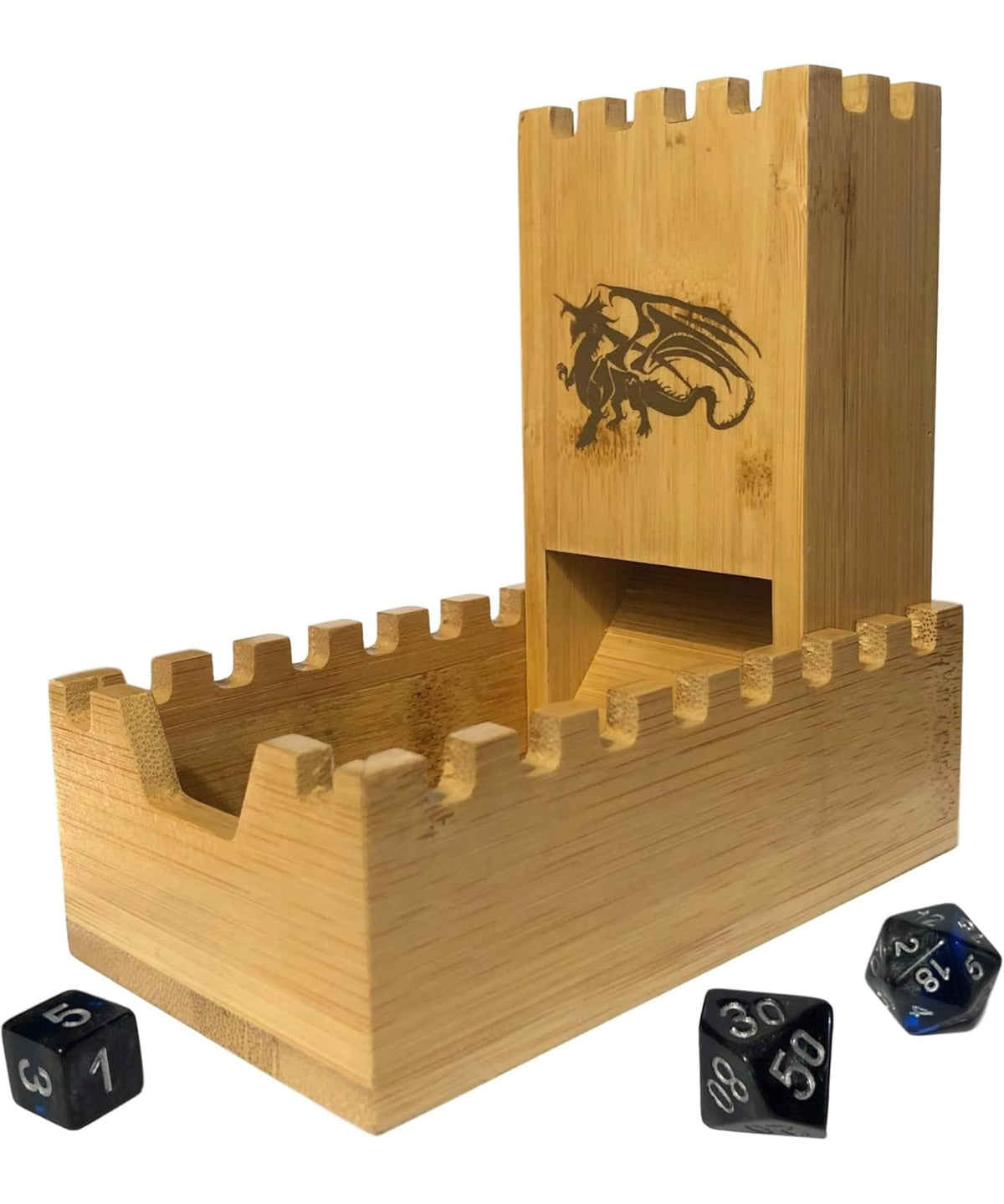 Galdor's Guild Bamboo Dice Tower – Special Edition Foldable Wooden Die Roller Castle for D&D & RPGs
