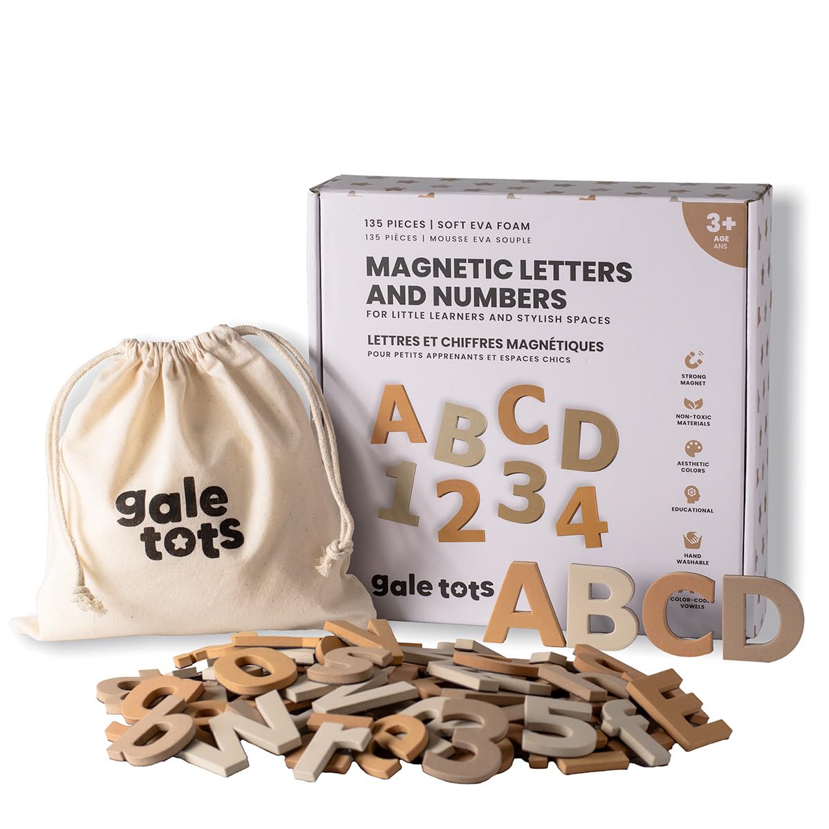 GALE TOTS Magnetic Letters & Numbers Set – 135 Pcs Alphabet Magnets for Fridge