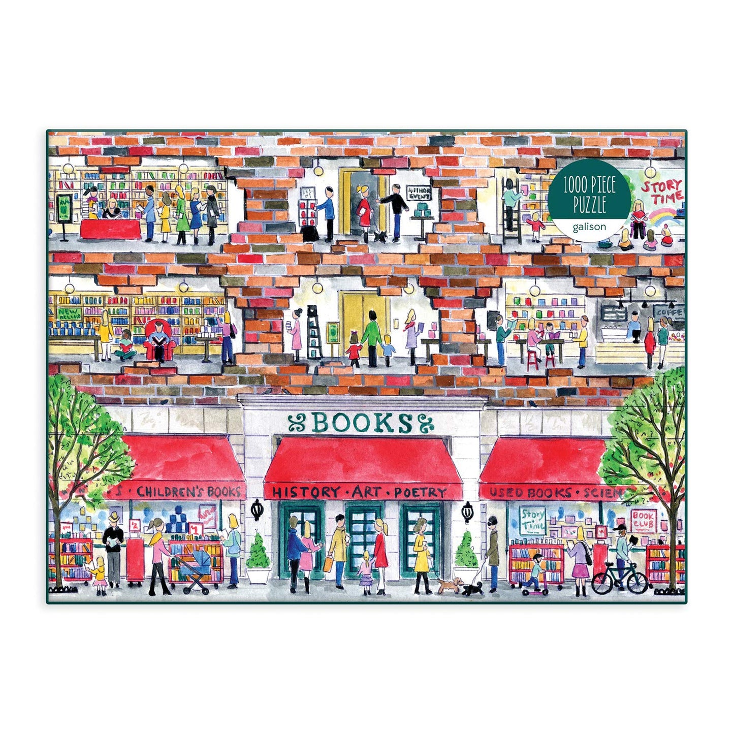 Galison Michael Storrings A Day at The Bookstore 1000-Piece Puzzle | Illustrated Jigsaw for Book Lovers
