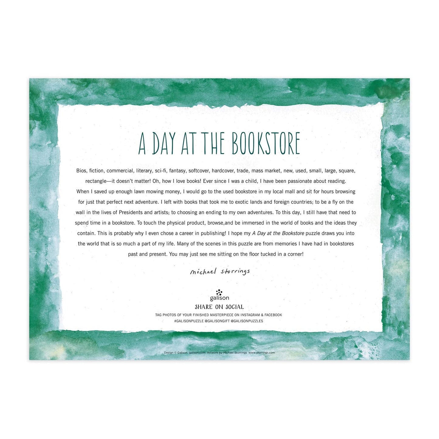 Galison Michael Storrings A Day at The Bookstore 1000-Piece Puzzle | Illustrated Jigsaw for Book Lovers
