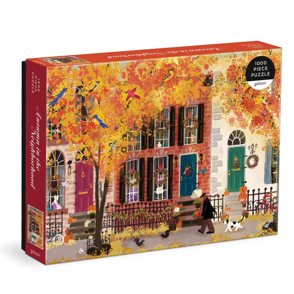 Galison Autumn in the Neighborhood 1000-Piece Puzzle by Joy LaForme – 27x20, Thick Pieces