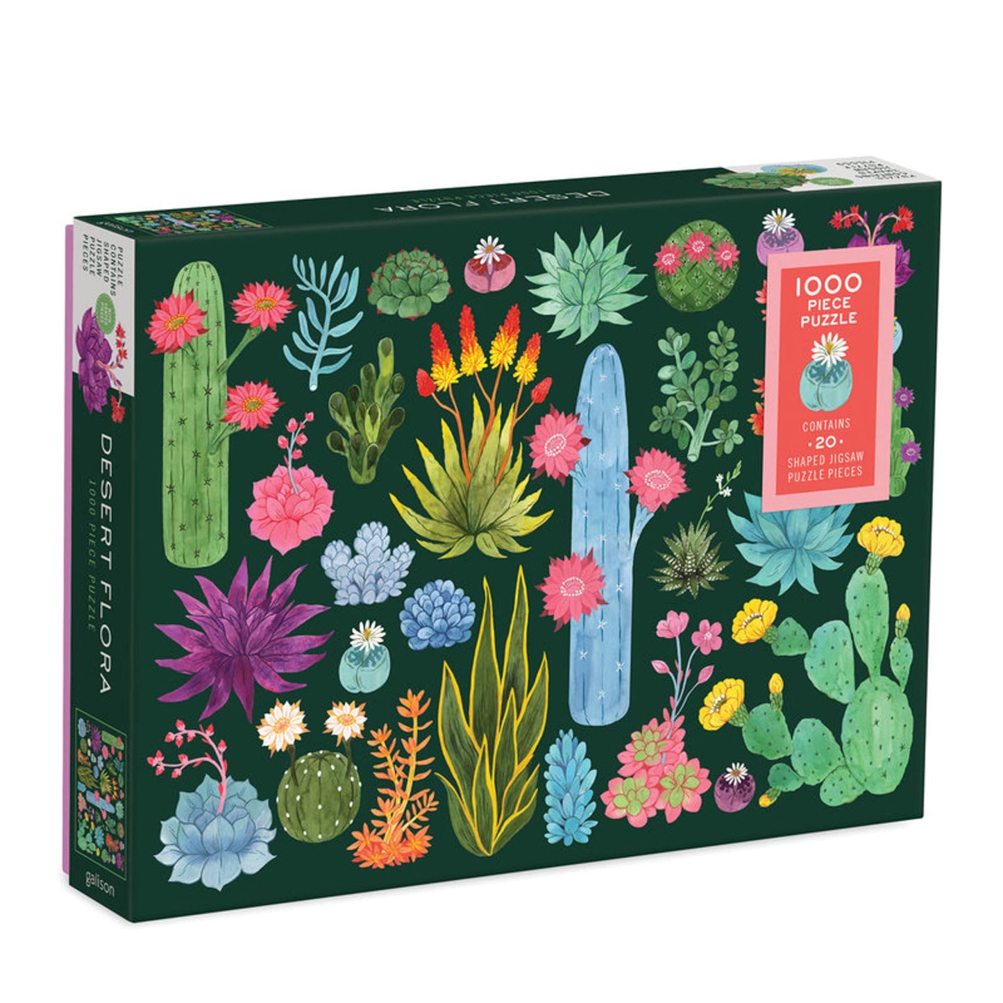 Galison Desert Flora Puzzle - 1000-Piece Jigsaw (27 x 20) with Die-Cut Pieces | Family Activity Gift Idea