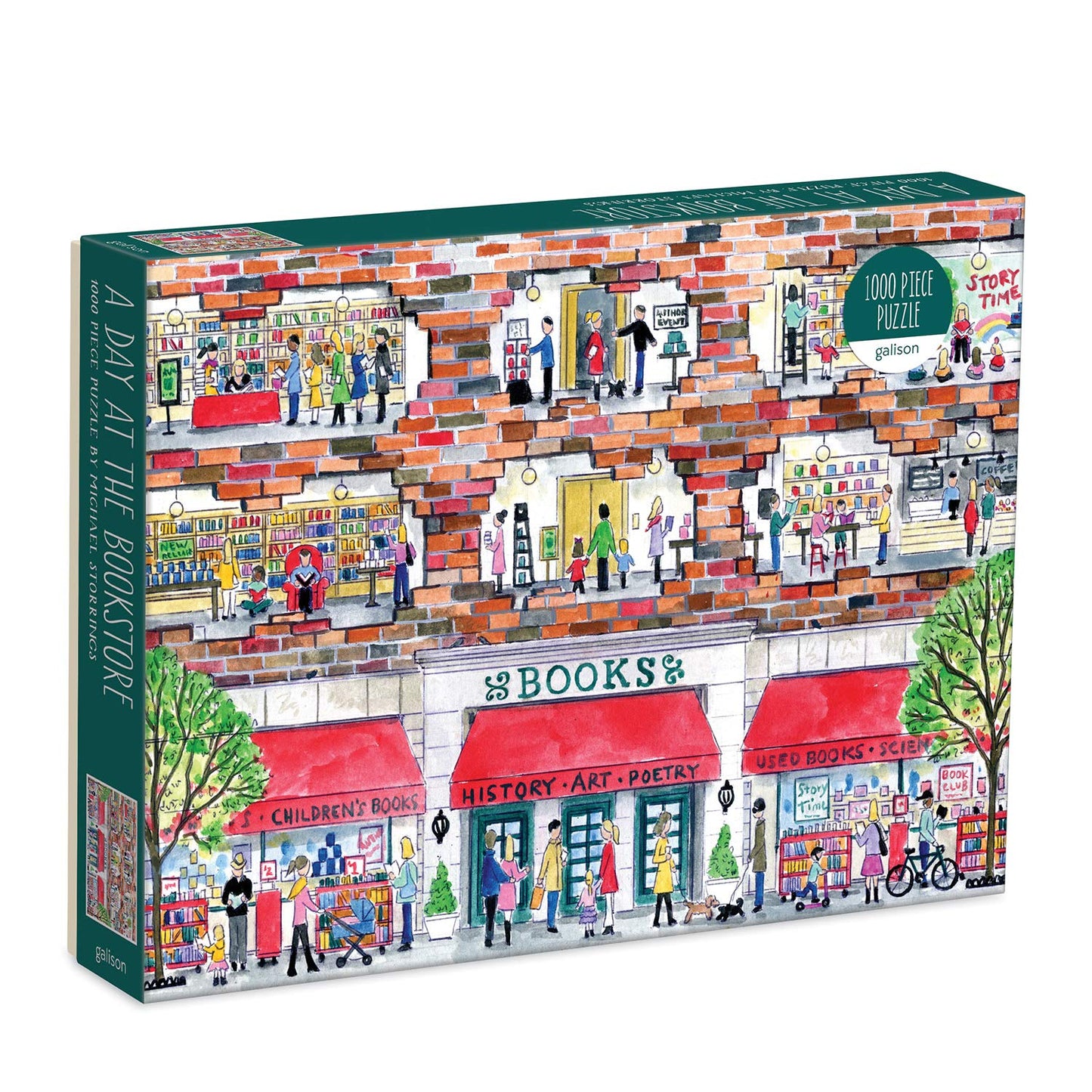 Galison Michael Storrings A Day at The Bookstore 1000-Piece Puzzle | Illustrated Jigsaw for Book Lovers