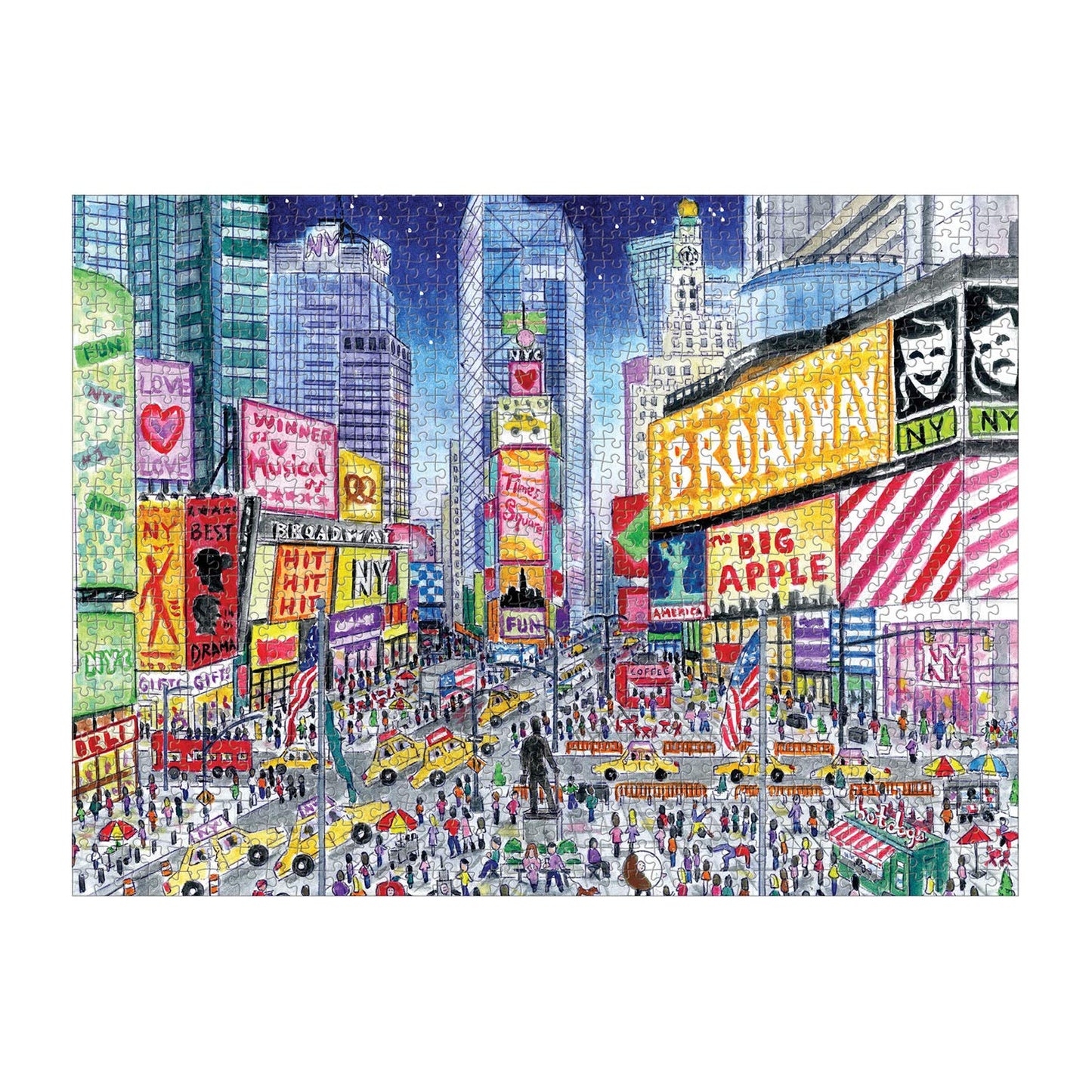 Galison Michael Storrings Times Square 1000-Piece Puzzle | Bookstore Cityscape Jigsaw