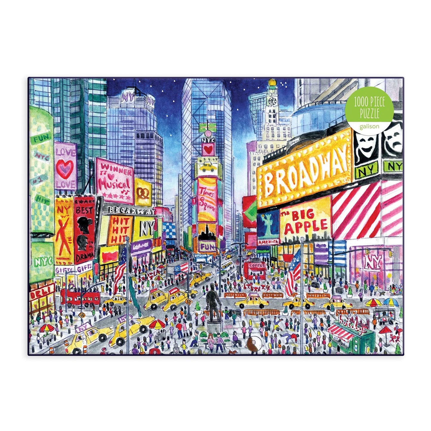Galison Michael Storrings Times Square 1000-Piece Puzzle | Bookstore Cityscape Jigsaw