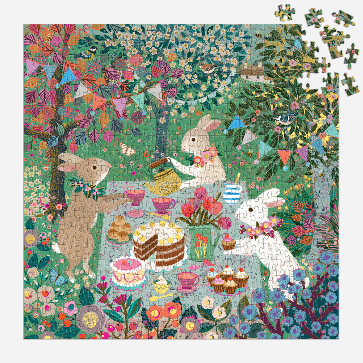 Galison Spring Tea Party – 500-Piece Foil Jigsaw Puzzle