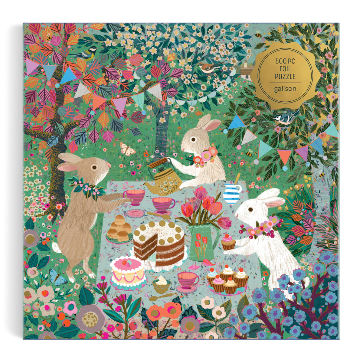 Galison Spring Tea Party – 500-Piece Foil Jigsaw Puzzle