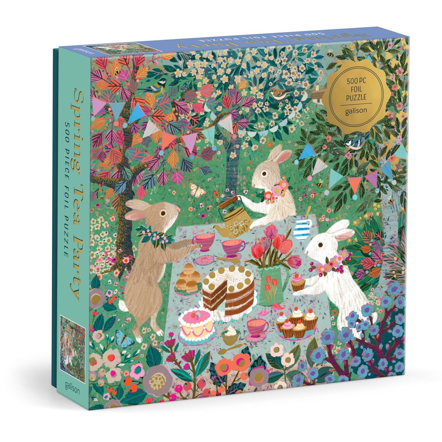 Galison Spring Tea Party – 500-Piece Foil Jigsaw Puzzle