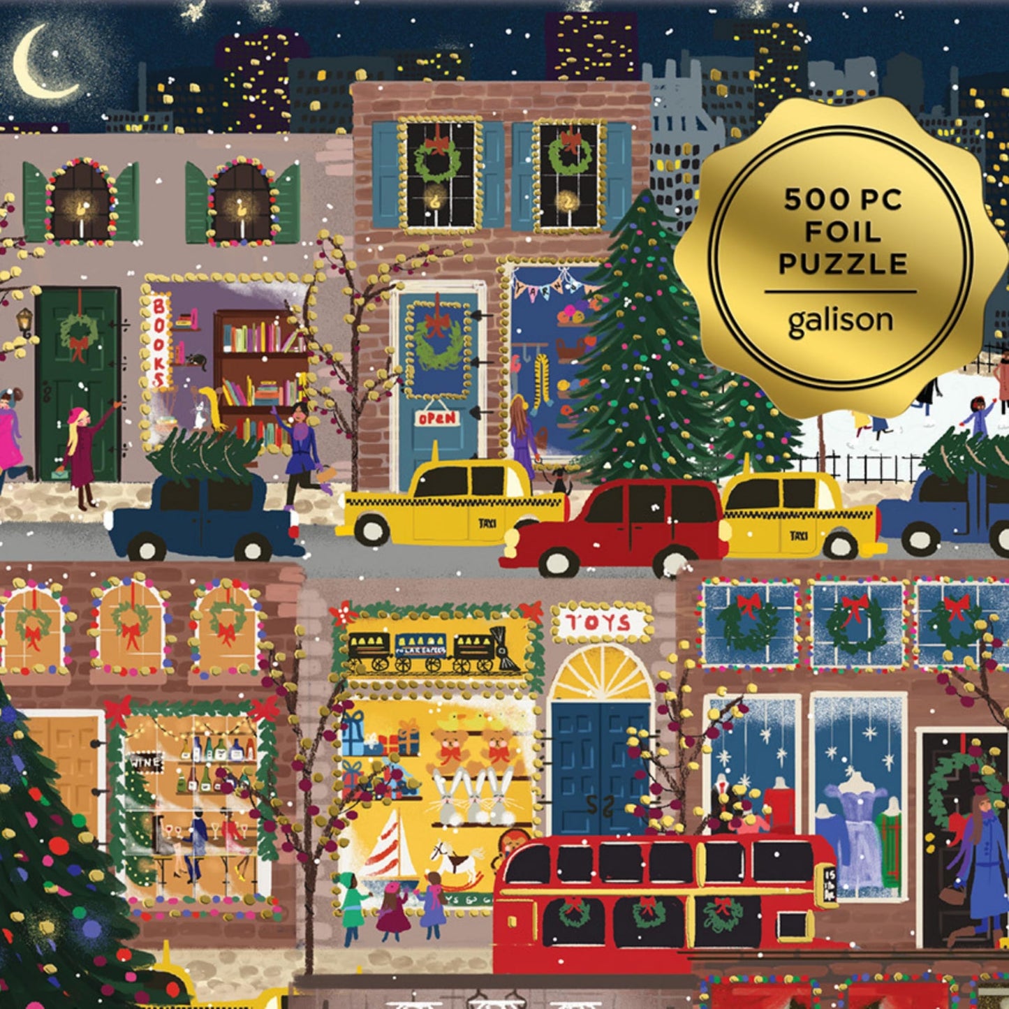 Galison Winter Lights Foil Puzzle – 500 Pieces, 20x20, Joy Laforme
