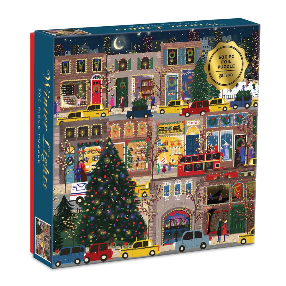 Galison Winter Lights Foil Puzzle – 500 Pieces, 20x20, Joy Laforme