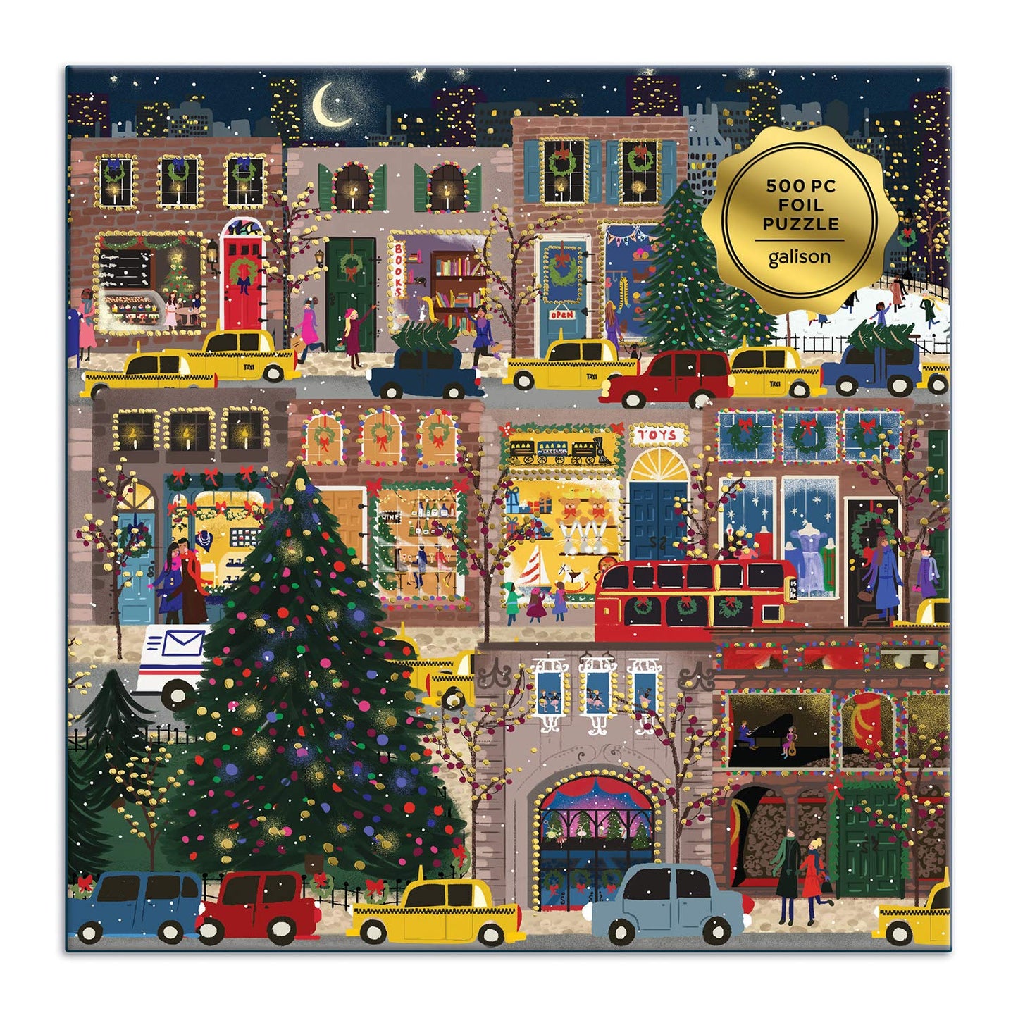 Galison Winter Lights Foil Puzzle – 500 Pieces, 20x20, Joy Laforme