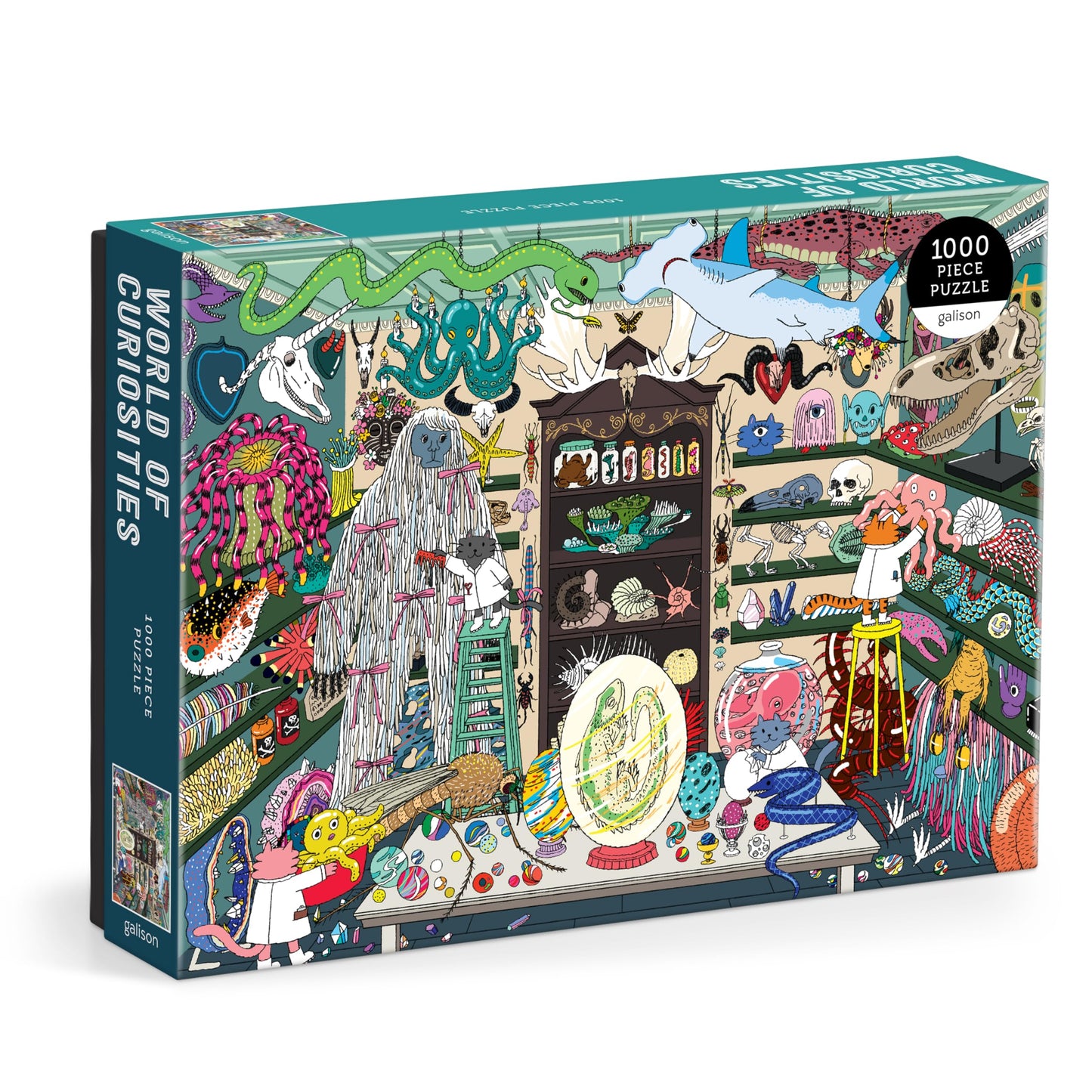 Galison World of Curiosities – 1000-Piece Jigsaw Puzzle with Humorous Spooky Shop Illustrations