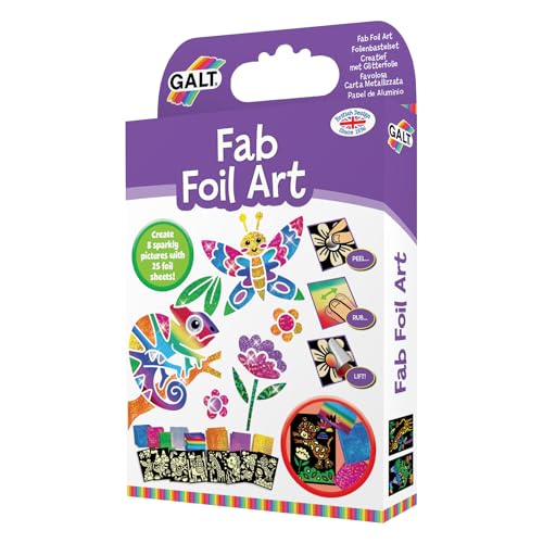 Galt Fab Foil Art Kit – Create 8 Sparkly Pictures with Easy Peel & Transfer