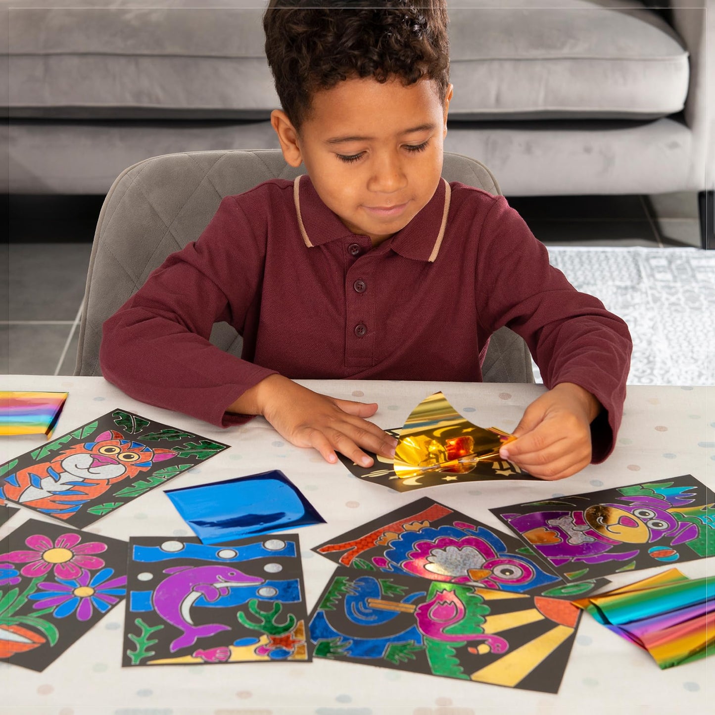 Galt Fab Foil Art Kit – Create 8 Sparkly Pictures with Easy Peel & Transfer