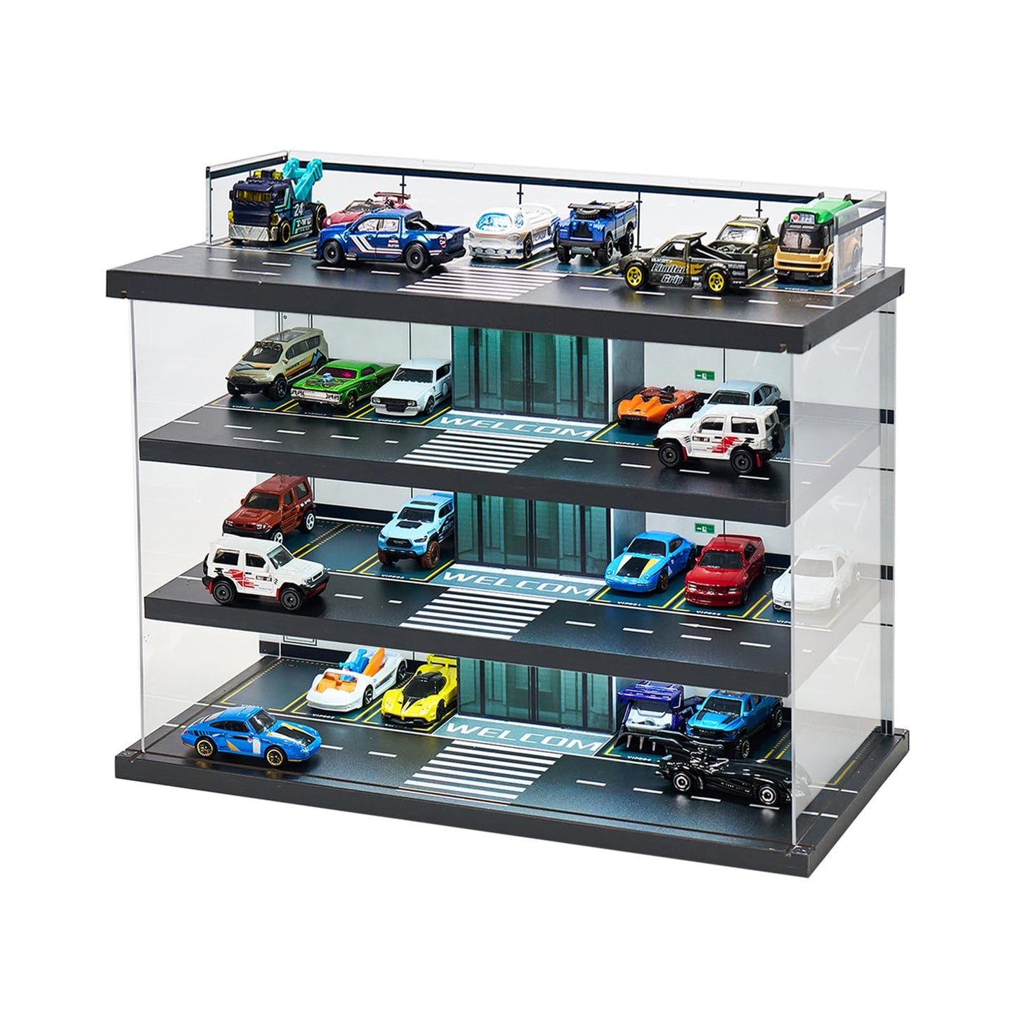 GALUMO 4-Level LED Display Case for 1:64 Die-Cast Cars | Hot Wheels & Matchbox