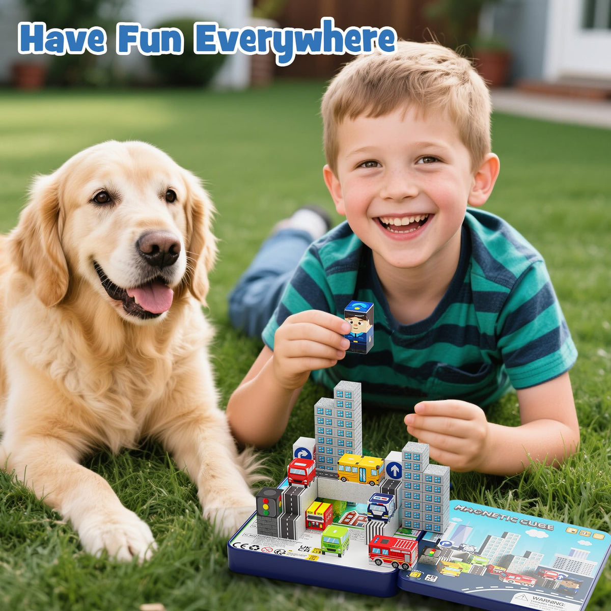 Gamcrown City Traffic Magnetic Blocks Set - Child-Safe STEM Toy (49 pcs)